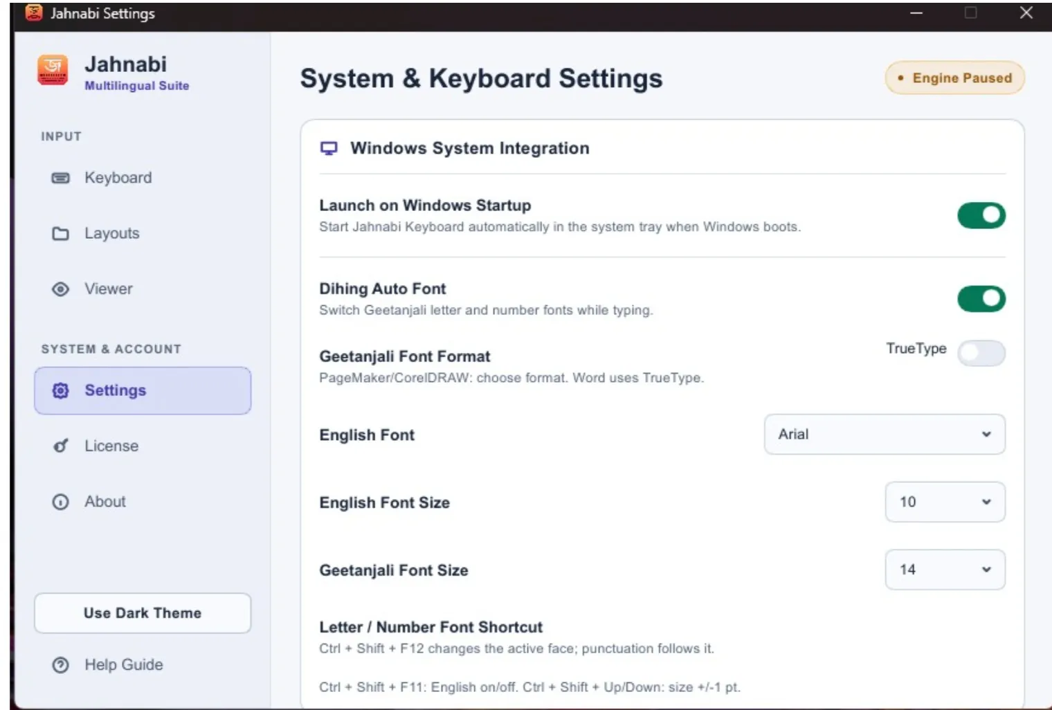 Jahnabi Assamese Keyboard layout and DTP interface